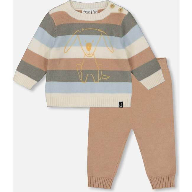 Knitted Top and Pant Set, Light Caramel