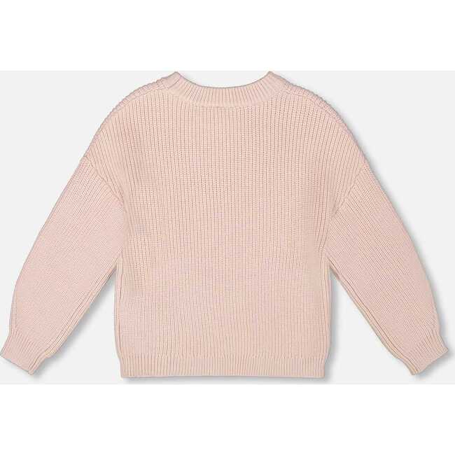 Knit Sweater with Sequin Heart, Pinkish White - Sweaters - 3