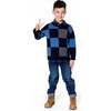 Knit Sweater, Blue Checkered - Sweaters - 2