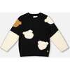 Knitted Sweater with Bear Intarsia, Black - Sweaters - 1 - thumbnail