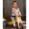 Knitted Romper Blue and Green Stripes, Beige Blue and Green - Rompers - 2
