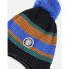 Lined Peruvian Knit Pompom Hat, Black, Blue and Brown - Winter Hats - 5