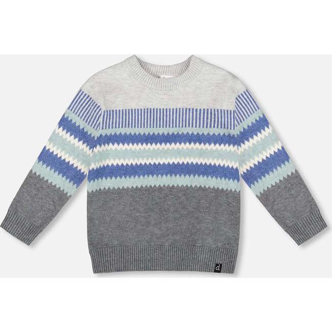 Knitted Jacquard Sweater, Dark Gray