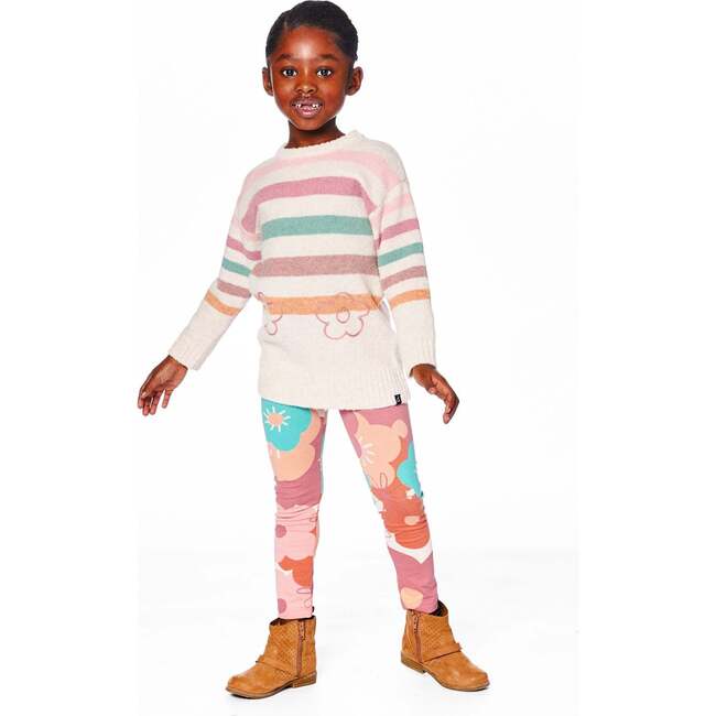 Knitted Tunic with Stripes, Off-White - Sweaters - 3