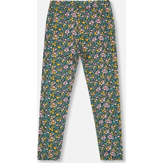 Leggings Green with Flower Print, Green Flower Print - Leggings - 4