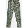 Leggings Green with Flower Print, Green Flower Print - Leggings - 4