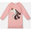 Knitted Dress with Unicorn Intarsia, Dusty Pink - Dresses - 1 - thumbnail