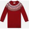 Knit Dress with Apple Jacquard Yoke, Red - Dresses - 1 - thumbnail