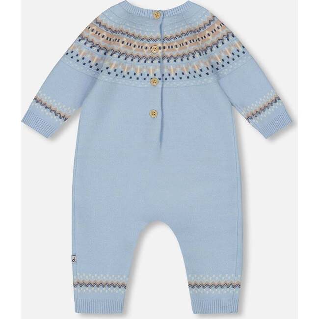 Knitted Jacquard Romper, Light Blue - Rompers - 3