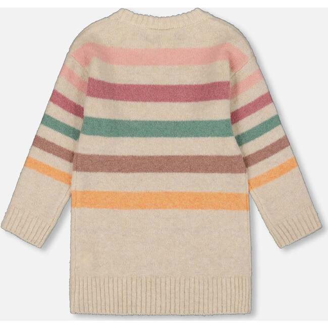 Knitted Tunic with Stripes, Off-White - Sweaters - 4