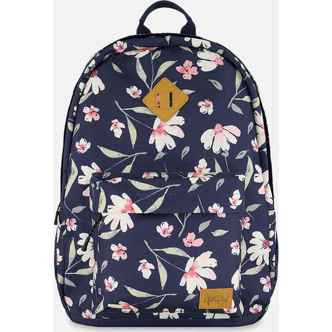 Kids Backpack, Navy Flower Print
