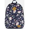 Kids Backpack, Navy Flower Print - Backpacks - 1 - thumbnail