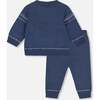Knitted Jacquard Sweater and Pant Set with Bears, Blue Gray - Mixed Apparel Set - 3