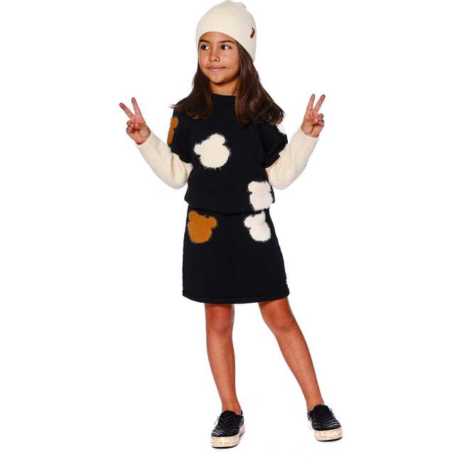 Knitted Skirt with Bear Intarsia, Black - Skirts - 2