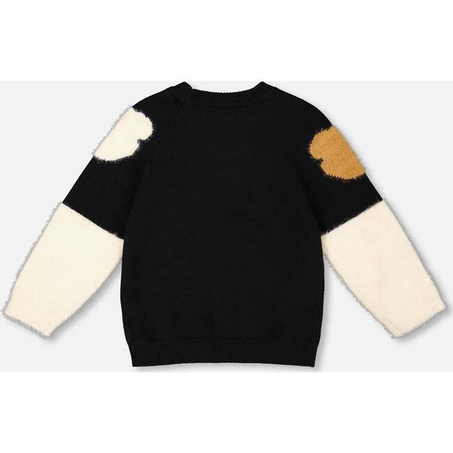 Knitted Sweater with Bear Intarsia, Black - Sweaters - 3