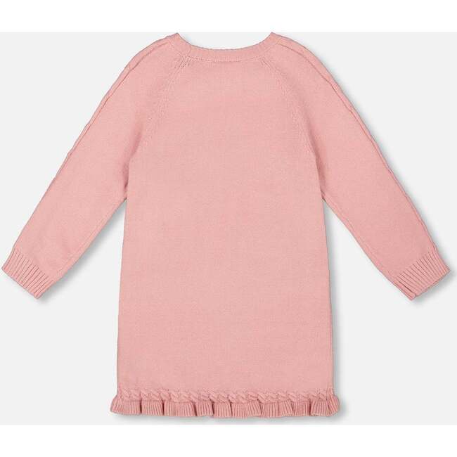 Knitted Dress with Unicorn Intarsia, Dusty Pink - Dresses - 3