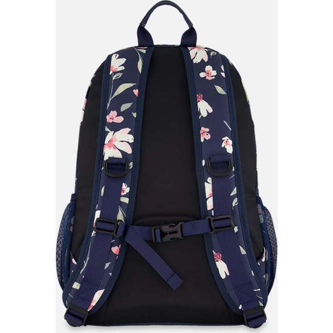 Kids Backpack, Navy Flower Print - Backpacks - 2