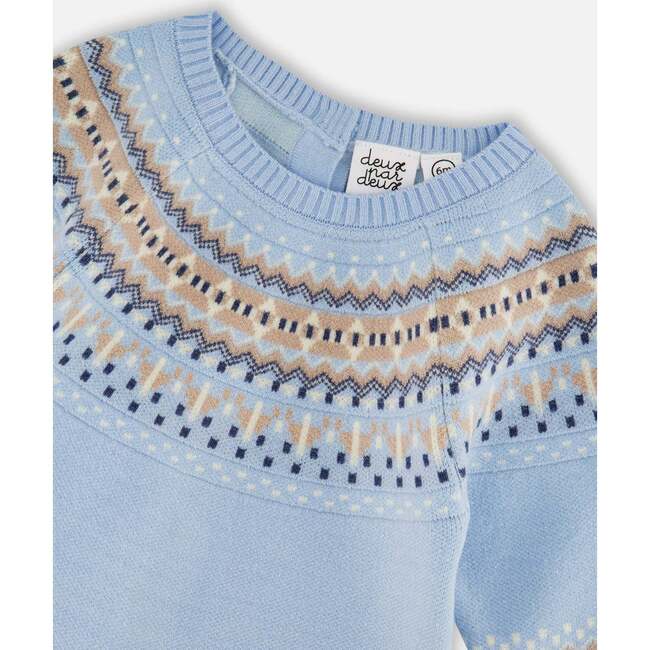 Knitted Jacquard Romper, Light Blue - Rompers - 4