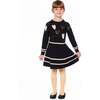 Knit Dress with Glittery Heart Motifs, Black - Dresses - 2