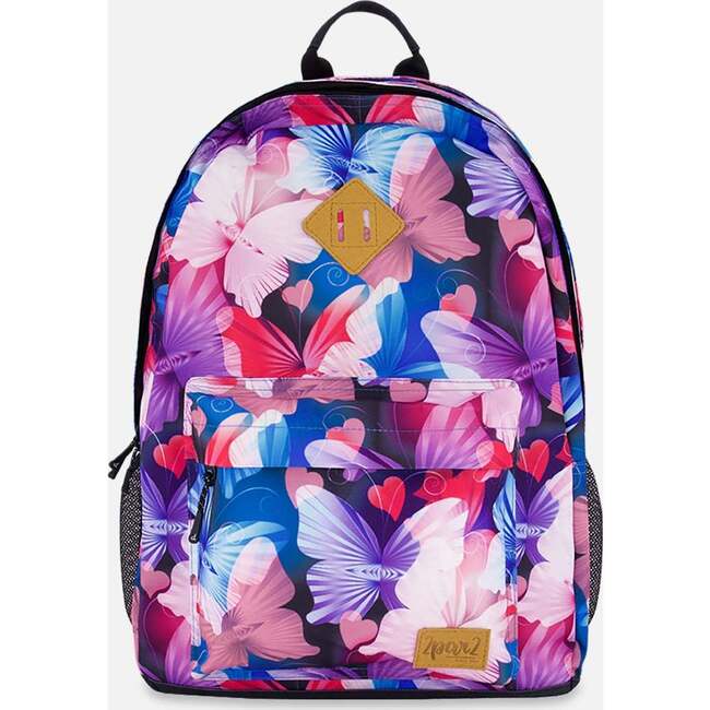Kids Backpack, Black Butterfly Print
