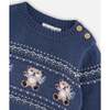 Knitted Jacquard Sweater and Pant Set with Bears, Blue Gray - Mixed Apparel Set - 4