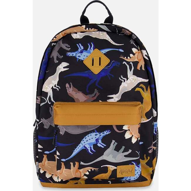 Kids Backpack, Black Dinosaur Print