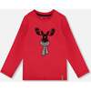 Jersey T-Shirt with Moose, Cherry Red - T-Shirts - 1 - thumbnail