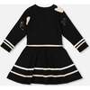 Knit Dress with Glittery Heart Motifs, Black - Dresses - 3