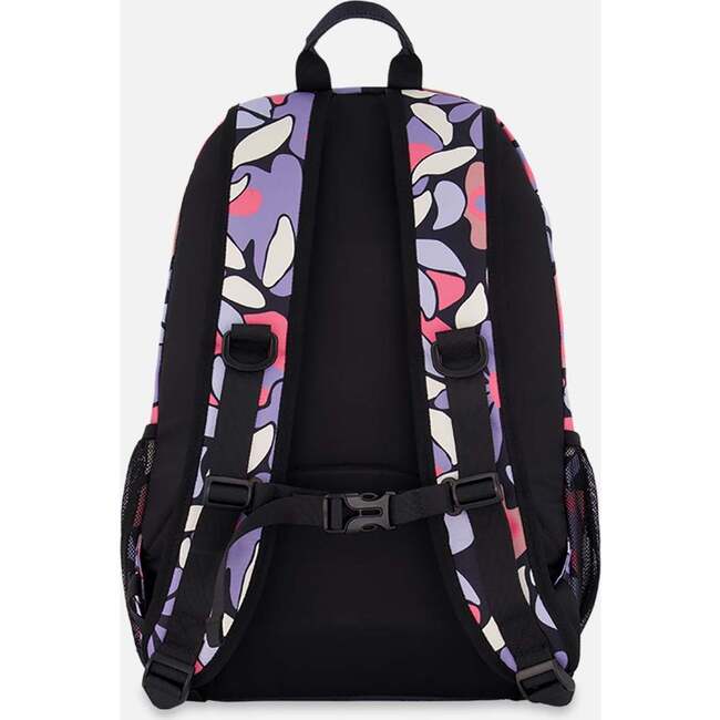 Kids Backpack, Black Retro Flower Print - Backpacks - 3