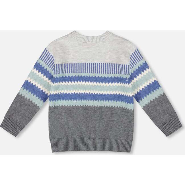 Knitted Jacquard Sweater, Dark Gray - Sweaters - 3