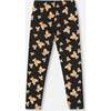 Jersey Leggings Black Teddy Bear Print, Black and Brown - Leggings - 1 - thumbnail