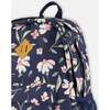 Kids Backpack, Navy Flower Print - Backpacks - 3