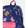 Kids Backpack, Navy Unicorn Print - Backpacks - 4