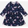 Jersey Dress with Pockets, Navy Unicorn Print - Dresses - 1 - thumbnail