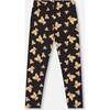 Jersey Leggings Black Teddy Bear Print, Black and Brown - Leggings - 2