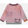 Knit Jacquard Sweater with Cats, Dusty Pink - Sweaters - 4