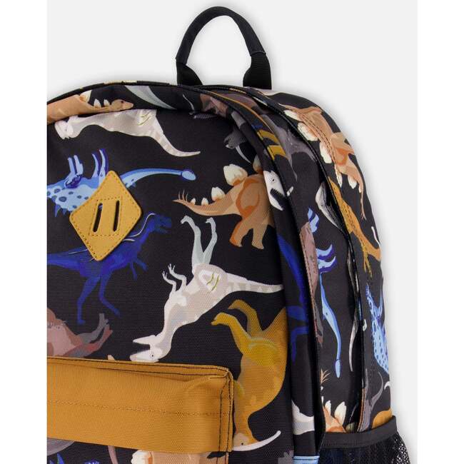 Kids Backpack, Black Dinosaur Print - Backpacks - 4