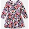 Jersey Dress, Black Retro Flower Print - Dresses - 1 - thumbnail