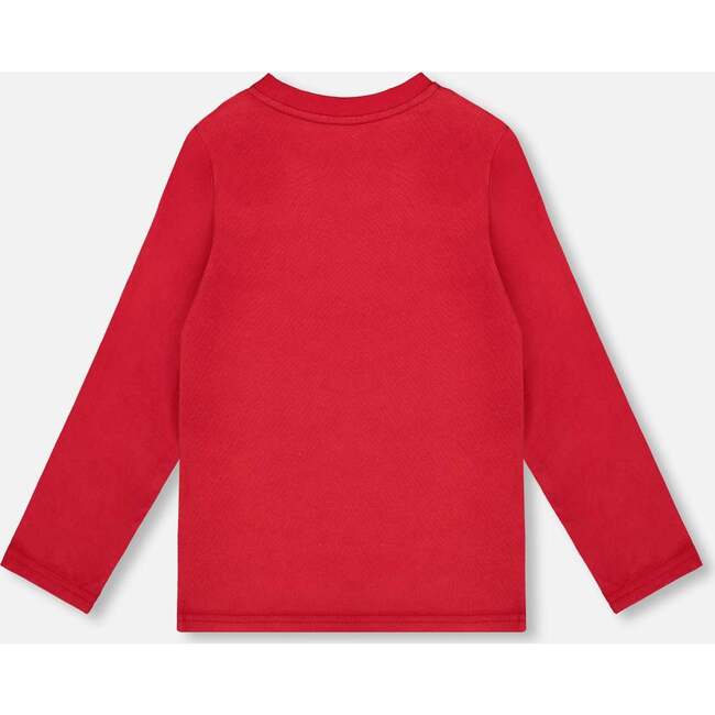 Jersey T-Shirt with Moose, Cherry Red - T-Shirts - 3