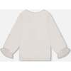 Jersey Top with Embroidered Floral Sleeves, Off-White - Shirts - 4