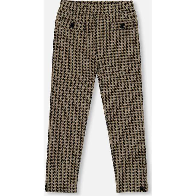 Jacquard Knit Pant with Welt Pocket, Black and Beige