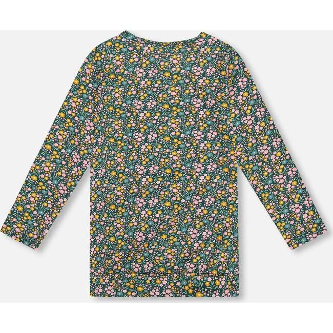Jersey Tunic Green with Floral Print, Green Flower Print - Tank Tops - 3
