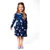 Jersey Dress with Pockets, Navy Unicorn Print - Dresses - 2