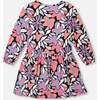Jersey Dress, Black Retro Flower Print - Dresses - 3