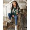Jeans with Frayed Hems and Floral Embroideries, Blue Denim - Jeans - 2