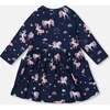 Jersey Dress with Pockets, Navy Unicorn Print - Dresses - 3