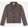 Jacquard Knit Jacket with Houndstooth Pattern, Black & Houndstooth - Jackets - 1 - thumbnail