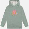 Hooded Tunic with Owl Print, Sage Green - Tank Tops - 1 - thumbnail