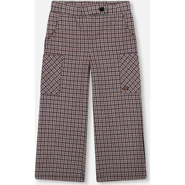 Jacquard Knit Flare Pants with Houndstooth Pattern, Black & Houndstooth - Pants - 1
