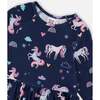Jersey Dress with Pockets, Navy Unicorn Print - Dresses - 4